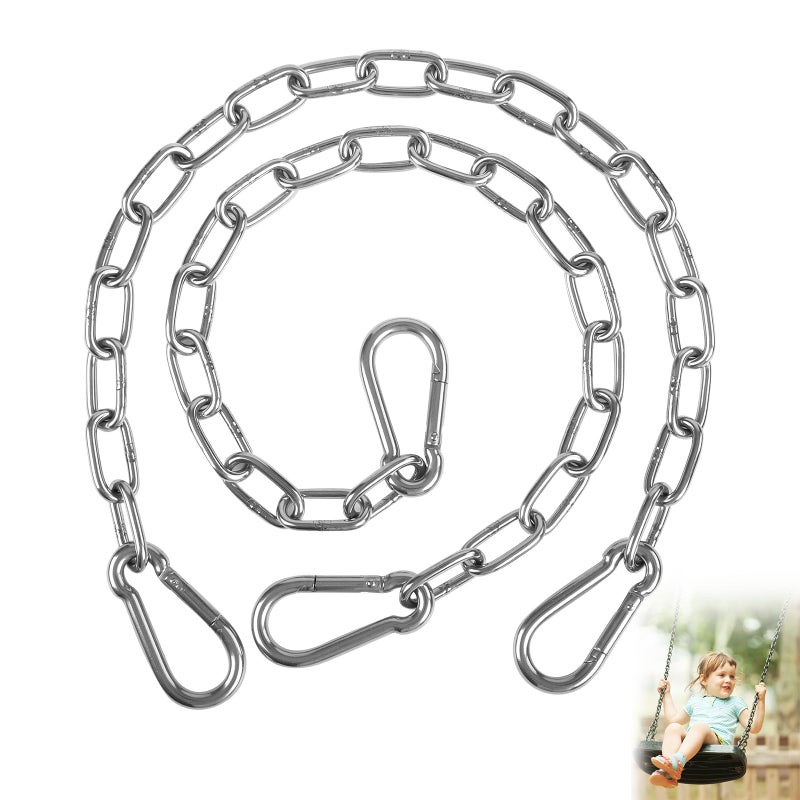 Syocsek 2 Pack 30 Inch Heavy Duty Chains for Swing  440LB Hanging Chair Chain with 5/16 Thick Clasps  Adjustable Stainless Steel Chain Extension for Porch Tree Swing Hammock Chair Boxing Bag Yoga Gym - Image 1